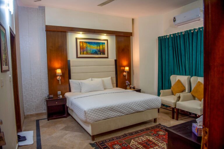 Comfortable guest room with double bed at New Comfort Residency F-7 Islamabad